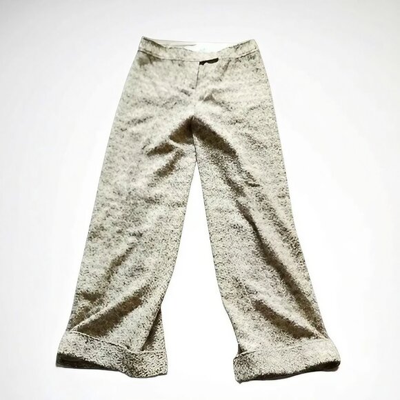 NWOT Y2K Tracy Reese Wool Pants, Wide Leg Trousers, Lined Tweed Cuffed Slacks - Picture 3 of 14